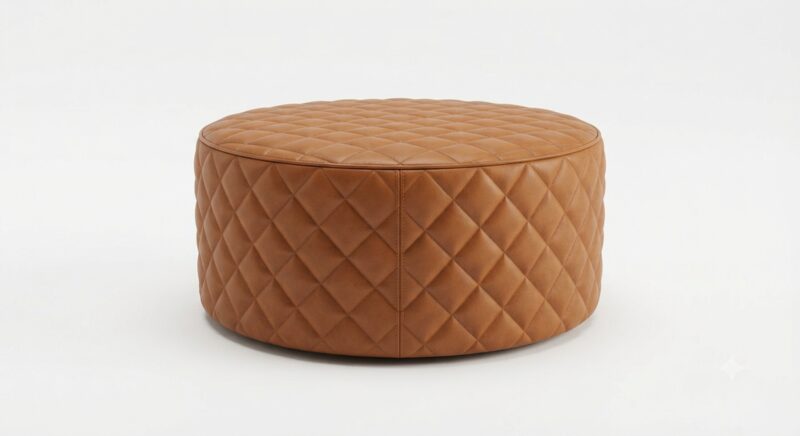 Quilted Leather Pouf